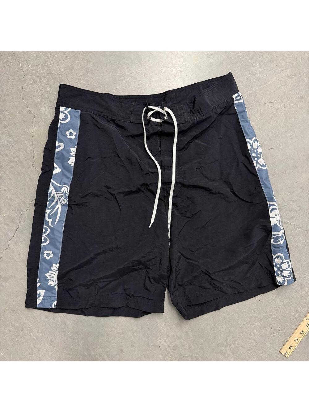 Sonoma Jean Company Swim Trunks Men’s 38 Black Floral Y2K Board Shorts